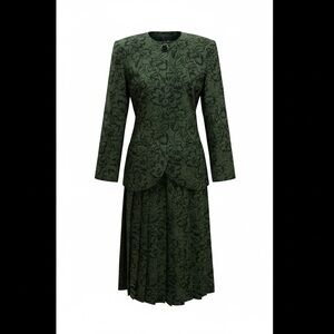 Vintage 80’s Kasper for ASL Floral Skirt Suit Power Jacket & Midi Skirt